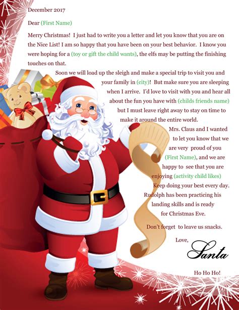 Free Printable Letter From Santa Uk